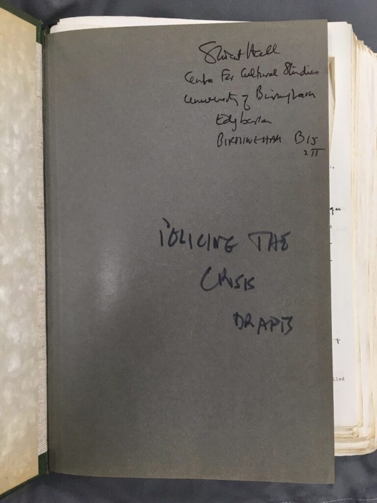 Photograph of file: 'Policing the Crisis Drafts'
